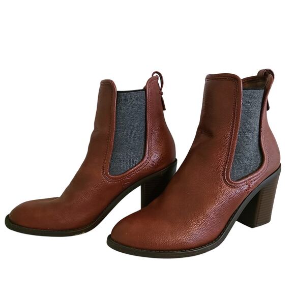 Women's Classic Merona Charli Ankle Boots, Brown Stretch Slip-On, Size 8.5 - Picture 3 of 7